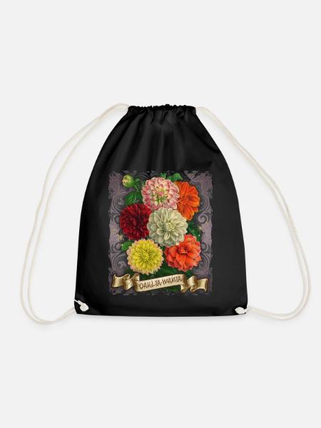 Vintage Dahlien botanische Blumen Illustration - Turnbeutel - Schwarz