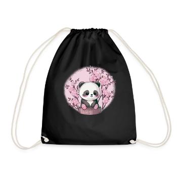 Panda cute animals for kids Kawaii pandas bears - Drawstring Bag - black - Front