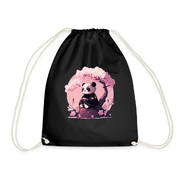 Panda cute animals for kids Kawaii pandas bears - Drawstring Bag - black - Front