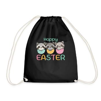 ratons laveurs mignons pour Pâques avec œufs de Pâques raton laveur - Sac de sport léger - noir - Devant