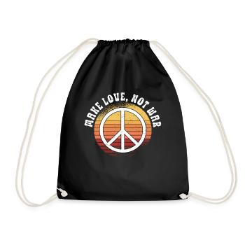 Hippie Peace Zeichen Frieden Blumen Blumenkind - Turnbeutel - Schwarz - Vorne