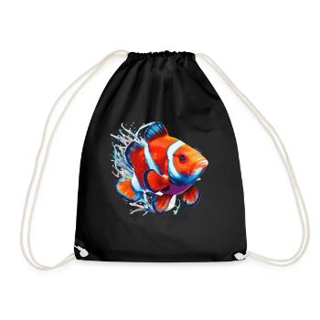 Watercolor Clownfish Colorful Aquarium Fish - Turnbeutel - Schwarz - Vorne