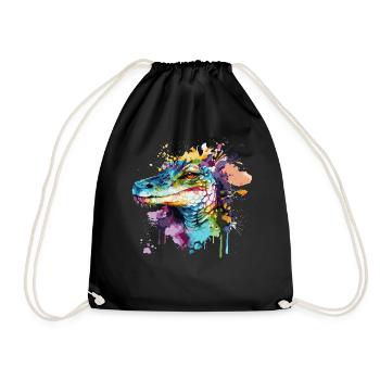 Watercolor Crocodile Colorful Alligator Gator Outd - Turnbeutel - Schwarz - Vorne