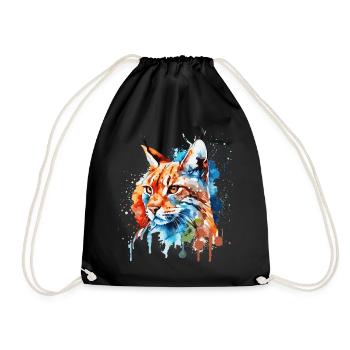 Watercolor Bobcat Animal Colorful Wildlife Hunter - Turnbeutel - Schwarz - Vorne
