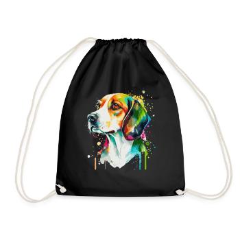 Aquarelle Beagle Mignon coloré Chien de compagnie - Sac de sport léger - noir - Devant