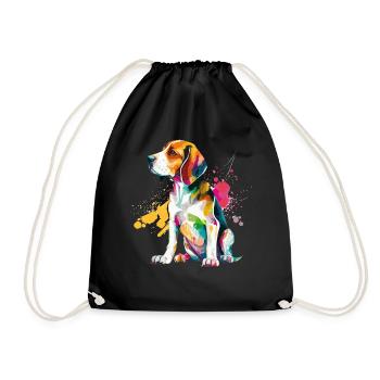 Watercolor Beagle Cute Colorful Pet Dog - Turnbeutel - Schwarz - Vorne