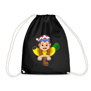 Monkey Sleeping Night Hat - Drawstring Bag - black - Front