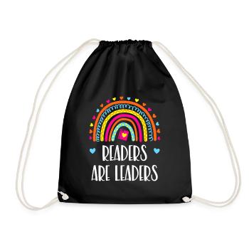 Readers Are Leaders - Book Lovers - Drawstring Bag - black - Front