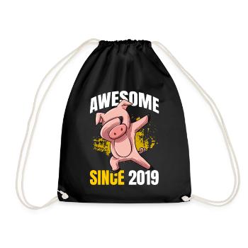 Génial depuis 2019 - 4ème anniversaire de cochon - Sac de sport léger - noir - Devant
