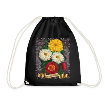 Illustration botanique de fleur de chrysanthème vintage - Sac de sport léger - noir - Devant