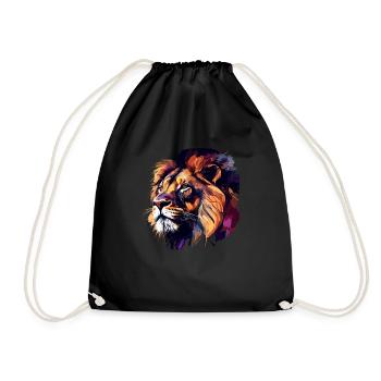 Lion - Drawstring Bag - black - Front