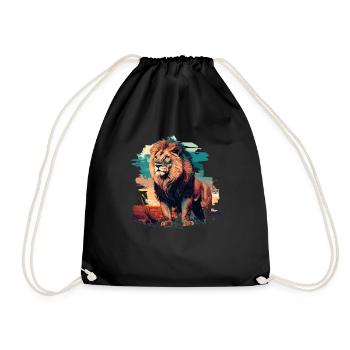 Lion - Drawstring Bag - black - Front