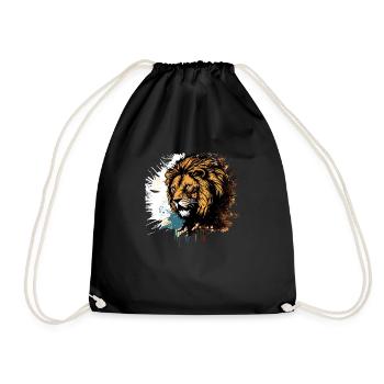 Lion - Drawstring Bag - black - Front