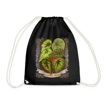 Illustration botanique de fleur de bégonia vintage - Sac de sport léger - noir - Devant