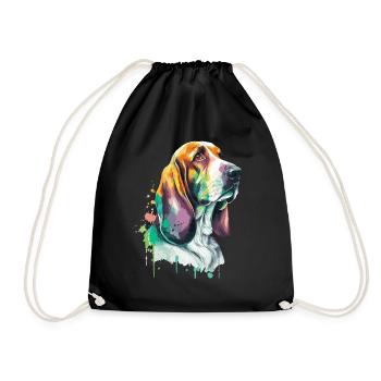 Watercolor Basset Hound Cute Colorful Pet Dog - Turnbeutel - Schwarz - Vorne