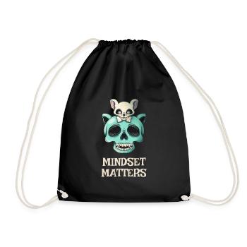 Mindset Counts Cat Mouse Motivation Entrepreneur - Drawstring Bag - black - Front