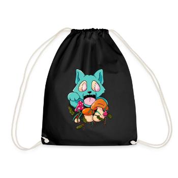 Trippy Pilz Katze Hippie Trip Psychedelisch - Turnbeutel - Schwarz - Vorne