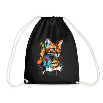 Aquarelle Bengal Cat Colorful Cat Lover - Sac de sport léger - noir - Devant