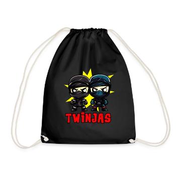 Twinjas Ninja Twins Funny siblings Boys - Drawstring Bag - black - Front
