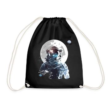 Astronaut Full Moon Galaxy Spaceman Astronomy - Turnbeutel - Schwarz - Vorne