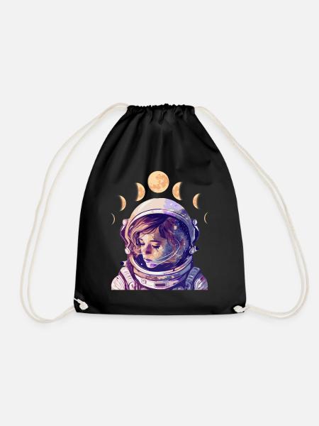 Moon Phase Astronaut Girl Astronomy Astrology - Turnbeutel - Schwarz