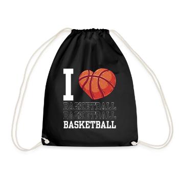 I love basketball team basketball players - Drawstring Bag - black - Front