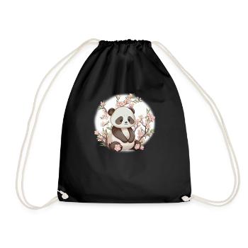 Panda cute animals for kids Kawaii pandas bears - Drawstring Bag - black - Front