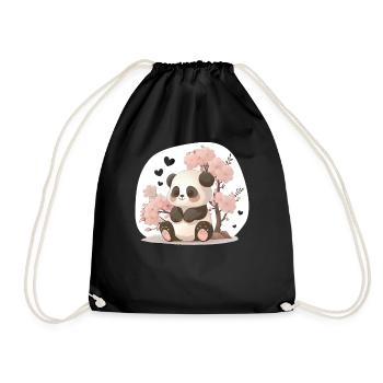 Panda cute animals for kids Kawaii pandas bears - Drawstring Bag - black - Front