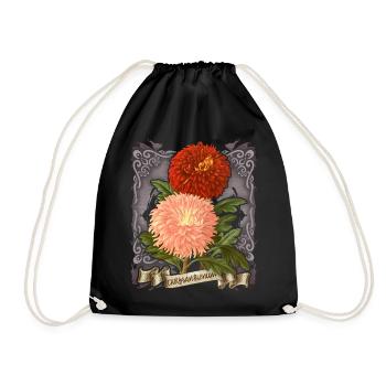 Illustration botanique de fleur de chrysanthème vintage - Sac de sport léger - noir - Devant