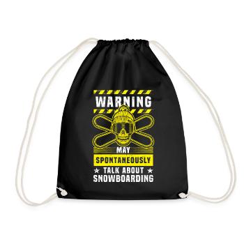 Warning May Spontaneously Talk About Snowboarding - Drawstring Bag - black - Front