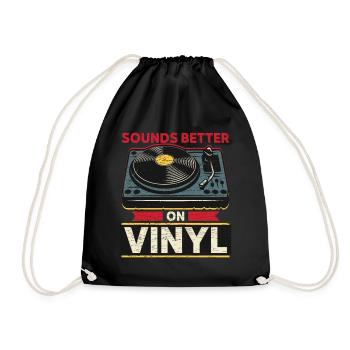 Schallplatte Vinyl - Turnbeutel - Schwarz - Vorne