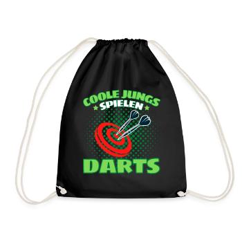 COOLE JUNGS SPIELEN DARTS! Dart Dartspieler Darts - Turnbeutel - Schwarz - Vorne