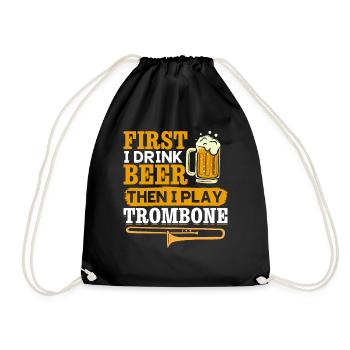 D’abord je bois de la bière puis je joue du trombone musicien - Sac de sport léger - noir - Devant