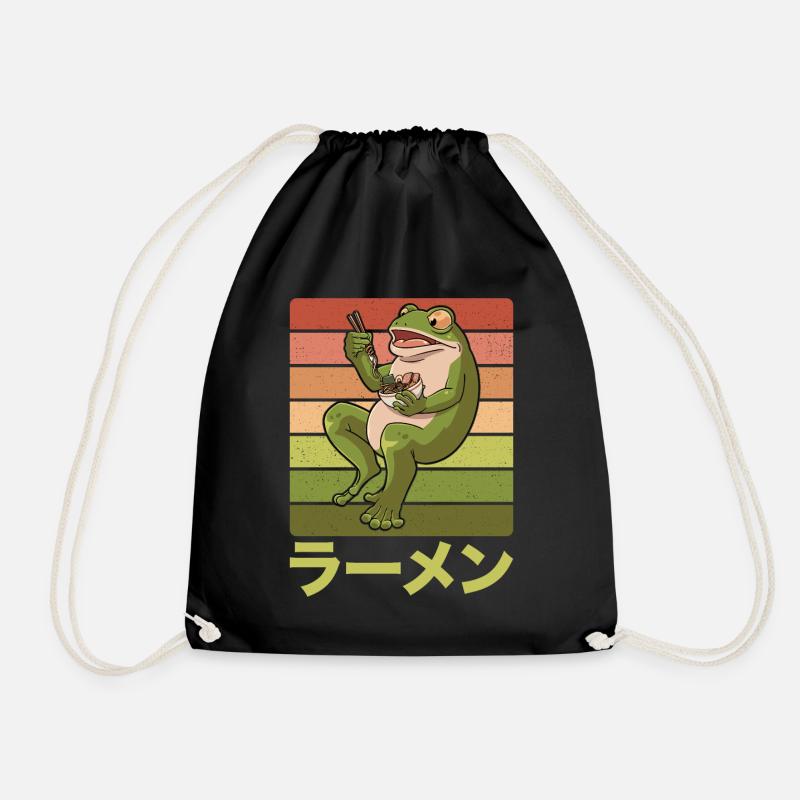 Une grenouille crapaud mange une soupe de ramen Design pour un - Sac de sport léger - noir