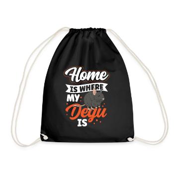 Degu is my home rodent puff rat - Drawstring Bag - black - Front