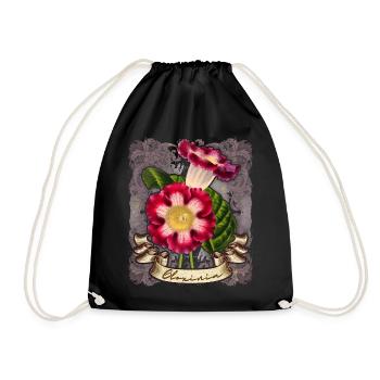 Illustration botanique de fleur de gloxinie vintage - Sac de sport léger - noir - Devant