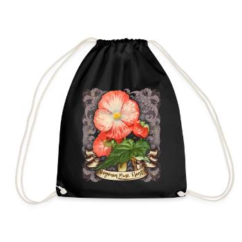Illustration botanique vintage fleur de bégonia - Sac de sport léger - noir - Devant