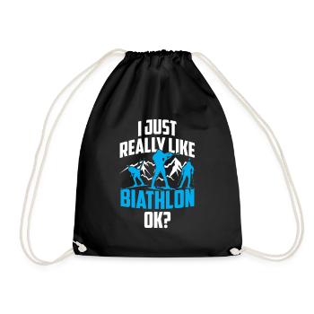 I just like biathlon very much biathlete biathlete - Drawstring Bag - black - Front