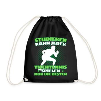 TISCHTENNIS IST WICHTIGER! Tischtennis Verein - Turnbeutel - Schwarz - Vorne
