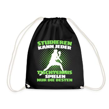 TISCHTENNIS IST WICHTIGER! Tischtennis Verein - Turnbeutel - Schwarz - Vorne