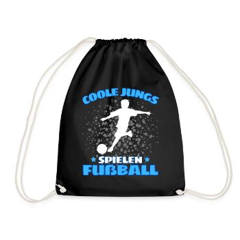 COOLE JUNGS SPIELEN FUßBALL! Fussball Fussballer - Turnbeutel - Schwarz - Vorne
