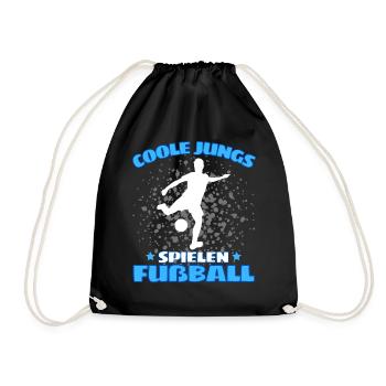 COOLE JUNGS SPIELEN FUßBALL! Fussball Fussballer - Turnbeutel - Schwarz - Vorne