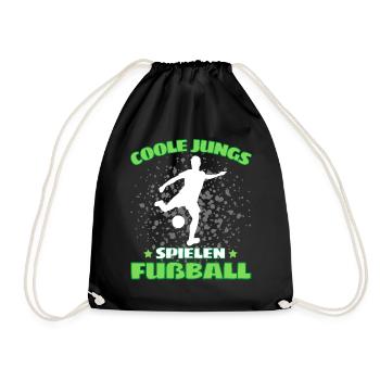 COOLE JUNGS SPIELEN FUßBALL! Fussball Fussballer - Turnbeutel - Schwarz - Vorne