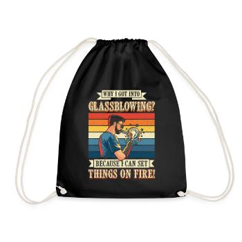 Conception en verre soufflé à la main pour souffleur de verre - Sac de sport léger - noir - Devant