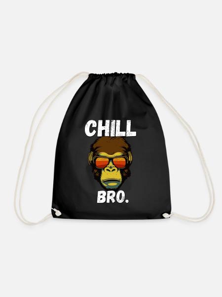 Chill Bro Affe mit Sonnenbrille Lustiges Outfit - Turnbeutel - Schwarz