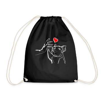 Coeur de cochon tenant la main avec le cochon - Sac de sport léger - noir - Devant
