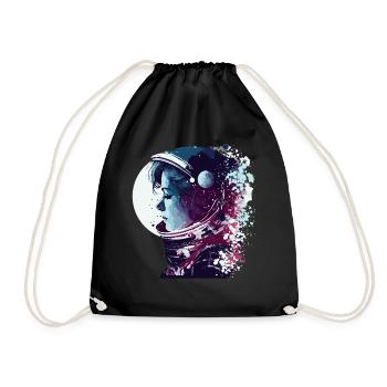 Astronaut Woman Space Astronomy Aerospace Lover - Drawstring Bag - black - Front