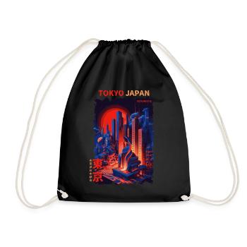 Tokyo Japan Futuristic Cyber City Urban Vaporwave - Turnbeutel - Schwarz - Vorne