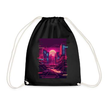 Japanese Vaporwave City Tokyo Urban Futurism Aesth - Turnbeutel - Schwarz - Vorne
