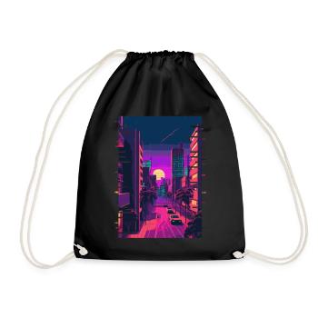 Ville Japonaise Indie Esthétique Glitch Art 80s 90s V - Sac de sport léger - noir - Devant